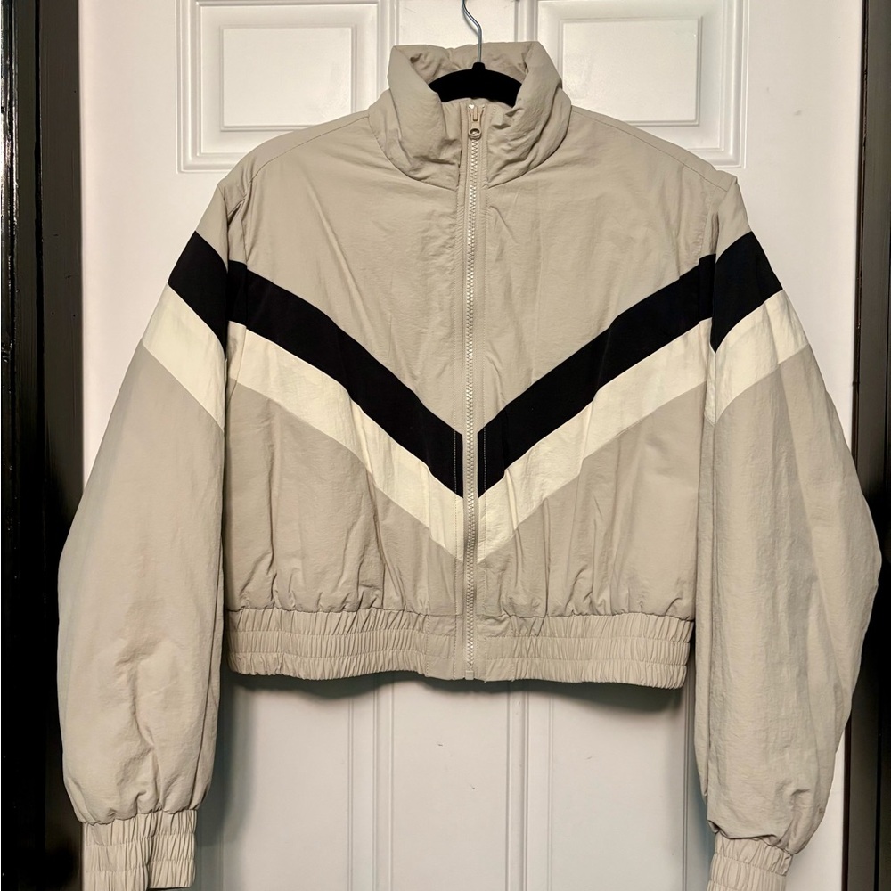 H&M Retro Cropped Beige Bomber Jacket Women’s Size Small